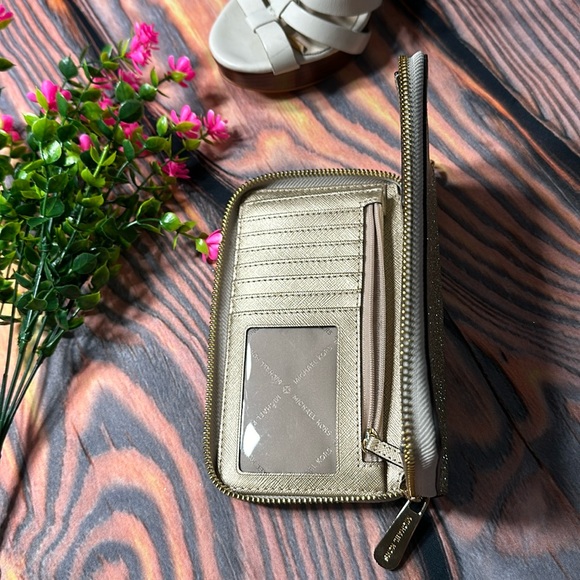 LIKE NEW Michael Kors Wallet 7x4 Glitter Gold Tone - Picture 9 of 11